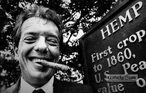 From Kentucky.com: "Lexington, Ky. attorney Gatewood Galbraith stood next to a historic marker in Jessamine County, July 17, 1990, that tells the story of Kentucky's early cash crop. Kentucky, the largest prodcer or hemp from 1840 to 1860, could once again start the production of this crop if Galbraith is elected governor in 1991. AP Photo by Tim Sharp."